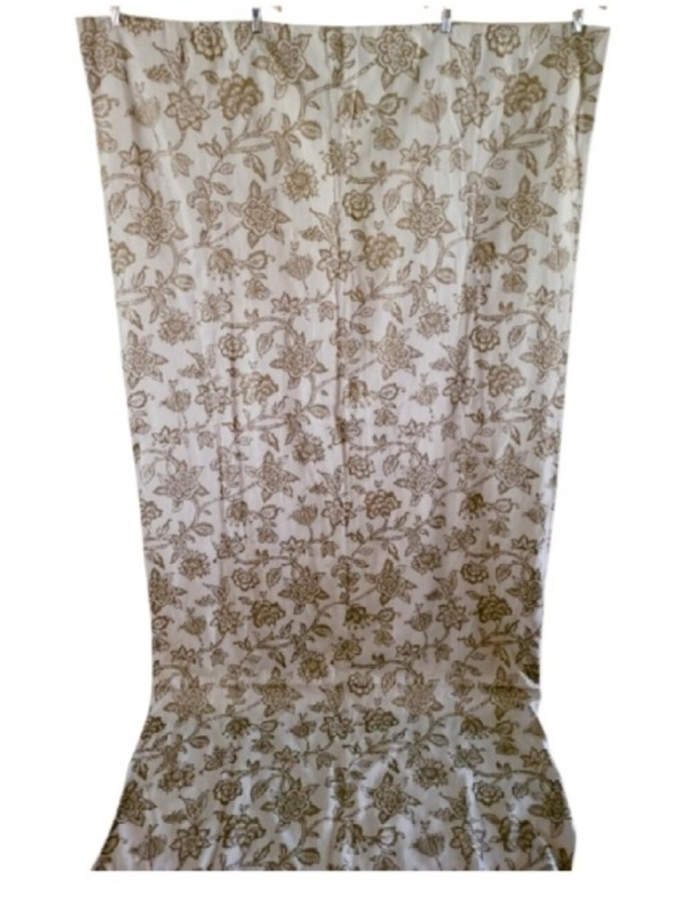 Arhaus 100% Linen Floral Patterned Curtain Panel Natural Beige Flax Golden ¹